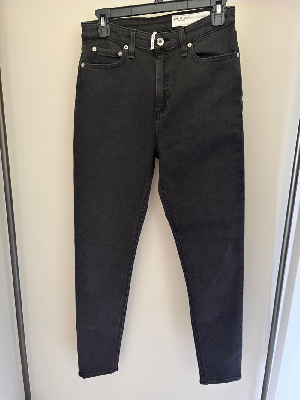 Rag & Bone Nina High Rise Ankle Skinny Jeans Black Size 28 NWOT